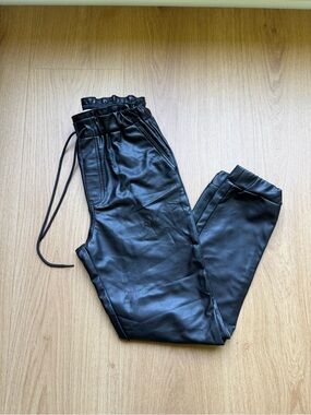 Abercrombie & Fitch Black Faux Leather Jogger Pants